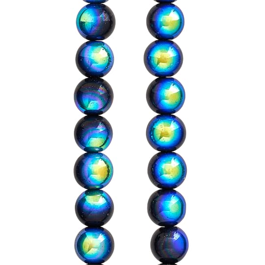 Black Aurora Borealis Round Glass Beads, 10mm by Bead Landing&#x2122;